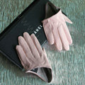 Fashion Women Genuine Leather Sheepskin Half Palm Short Gloves Size M - Pink