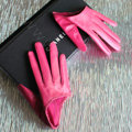 Fashion Women Genuine Leather Sheepskin Half Palm Short Gloves Size M - Rose