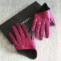 Fashion Women Snake pattern Genuine Leather Sheepskin Half Palm Short Gloves - Rose