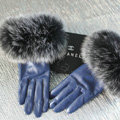Fashion women winter warm thick fox fur cuff genuine sheepskin leather Gloves size S - Violet