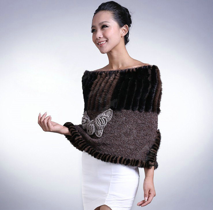 Buy Wholesale Genuine knitted thicken flower mink fur scarf shawl women ...