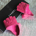 Women Genuine Leather Lambskin Runway Punk Rocker Biker Fingerless Half Short Gloves - Rose