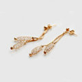 Luxury 18k Rose Gold Plated Drop Earrings Champagne Wire Zircon Crystal Female Fashion Jewelry