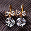 Luxury Crystal Bowknot 14K Gold Stud Earrings Women Fashion Jewelry