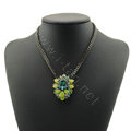 Luxury Crystal Flower Gemstone Pendant Choker Statement Necklace Women Jewelry - Yellow