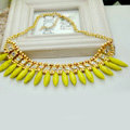 Luxury Crystal Gemstone Pendant Bohemia Choker Bib Statement Necklace Women Jewelry - Yellow