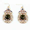 Luxury Crystal Green Gemstone Raindrop Dangle Earrings Gold Plated Women Fashion Jewelry