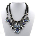 Luxury Crystal Retro Weave Pendant Choker Statement Bib Necklace Women Jewelry - Purple