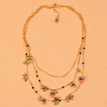 Luxury Elegant Women Choker Multilayer Crystal Pearl Flower Bib Necklace Jewelry - Rose