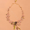 Luxury Fashion Women Choker Romantic Flower Pearl Bib Necklace Jewelry - Pink