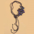 Luxury Fashion Women Choker Sweater chain bead Crystal Flower long Necklace Jewelry - Purple