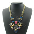 Luxury Multicolor Crystal Gemstone Pendant Choker Statement Bib Necklace Women Jewelry