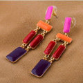 Luxury Unique Purple Gemstone Drop Stud Earrings Gold Plated Women Fashion Jewelry