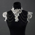 Luxury Crystal Lace Flower Pearl Wedding Bridal Shoulder Chain Strap Shawl Necklace jewelry