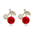 Newest Arrival Swarovskii Crystal Red Rhinestone Cherry Stud Earring Women Fashion Jewelry