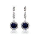 Newest Blue Gem Swiss CZ Crystal White Gold Plated Drop Stud Earrings Women Elegant Jewelry