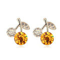 Newest Champagne Swarovskii Crystal AAA Zircon Cherry Stud Earring Female Fashion Jewelry