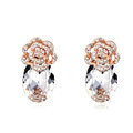 Pretty Swarovskii Crystal White Rhinestone Flower Stud Earring Women Fashion Jewelry