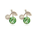 Top Quality Green Swarovskii Crystal AAA Zircon Cherry Stud Earring Female Fashion Jewelry