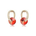 Unique Red Swarovskii Crystal Dangle Stud Earring for Woman Gold Plated Fashion Jewelry