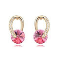 Unique Rose Swarovskii Crystal Dangle Stud Earring for Woman Gold Plated Fashion Jewelry