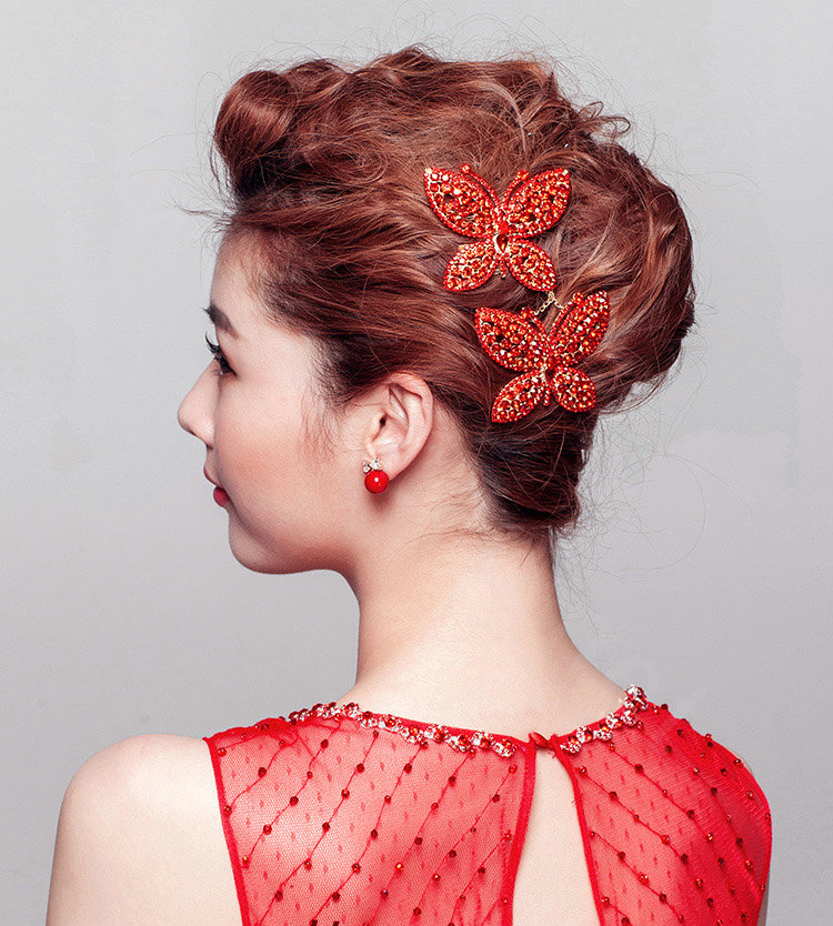 Buy Wholesale Unique Butterfly Red Crystal Bridal  Hair 