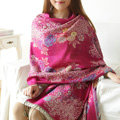 Hot sell Autumn and Winter Cape Tassels Flower Print Shawl National Style Warm Long Scarf - Rose