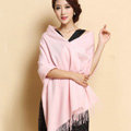 Classic Solid Color Long Wool Shawls Berber Fleece Scarf Women Winter Thicken Tassels Cape - Pink