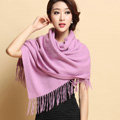 Classic Solid Color Long Wool Shawls Berber Fleece Scarf Women Winter Thicken Tassels Cape - Purple