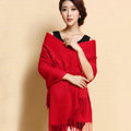 Classic Solid Color Long Wool Shawls Berber Fleece Scarf Women Winter Thicken Tassels Cape - Red