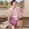 Economic Butterfly Flower Printing Tassels Wool Scarf Shawls Women Long Warm Pashmina Cape - Purple