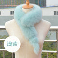 Luxury Classic Short Fox Fur Scarf Women Winter Warm Neck Wrap Fox Fur Collar - Light blue