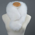 Luxury Fox Fur Scarf Women Winter Warm Neck Wrap Short Fox Fur Collar Clip - White