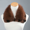 Luxury Short Fox Fur Scarf Women Winter Warm Neck Wrap Rex Rabbit Fur Collar - Coffee