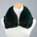 Luxury Short Fox Fur Scarf Women Winter Warm Neck Wrap Rex Rabbit Fur Collar - Dark green