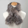 Luxury Short Silver Fox Fur Scarf Women Winter Warm Neck Wrap Fox Fur Collar - Gray