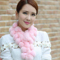 The New Rex Rabbit Fur Scarf Women Winter Neck Wrap Knitted Fur Ball Collar Muffler - Pink
