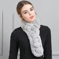 Unique Rex Rabbit Fur Scarf Women Winter Warm Neck Wrap Knitted Fur Collar Muffler - Gray