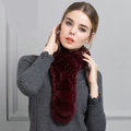 Unique Rex Rabbit Fur Scarf Women Winter Warm Neck Wrap Knitted Fur Collar Muffler - Wine Red