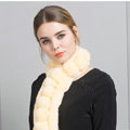 Unique Rex Rabbit Fur Scarf Women Winter Warm Neck Wrap Knitted Fur Collar Muffler - Yellow