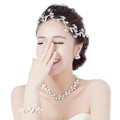 Fashion Wedding Jewelry Sets Flower Crystal Beads Tiara & Earrings & Bridal Pearl Necklace & Bracelet