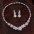 Luxury Banquet Wedding Jewelry Sets Flower Crystal Earrings & Bridal AAA+ Zircon Statement Necklace