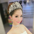 Luxury Baroque Wedding Jewelry Large Crystal Flower Bridal Crown Rhinestone Tiaras Hair Accessories