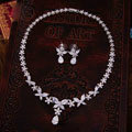 Luxury Classic Banquet Wedding Jewelry Sets Butterfly Flower Earrings & Bridal AAA+ Zircon Statement Necklace