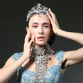 Luxury Retro Wedding Jewelry Flower Crystal Large Tassel Tiaras Bridal Rhinestone Crown Hair Accessories