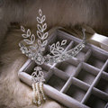 Luxury Wedding Jewelry Crystal Pearl Tassel Tiaras Bridal Rhinestone Crown Hair Accessories