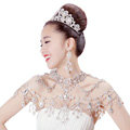 Luxury Wedding Jewelry Sets Earrings & Bridal Crystal Flower Tassel Necklace Shoulder Accessories