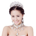 Luxury Wedding Jewelry Sets Multilayer Pearl Tassel Crystal Flower Tiara & Earrings & Bridal Necklace