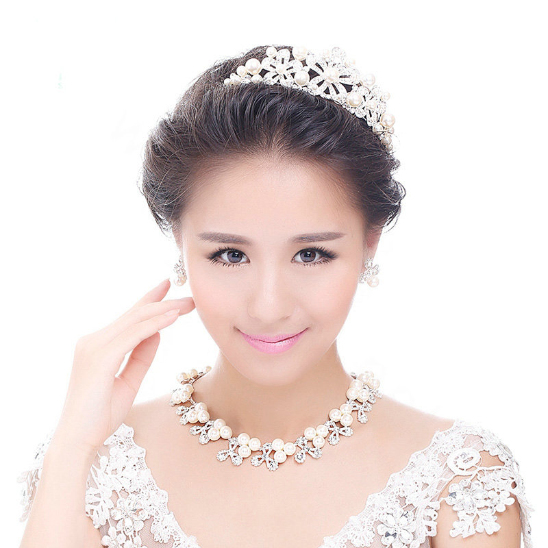 Buy Wholesale Simple Wedding Jewelry Sets Pearl Flower Crystal Tiara ...