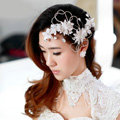 Classic Wedding Headdress Rhinestone Crystal Lace Lily Flower Bridal Headband Hair Accessories